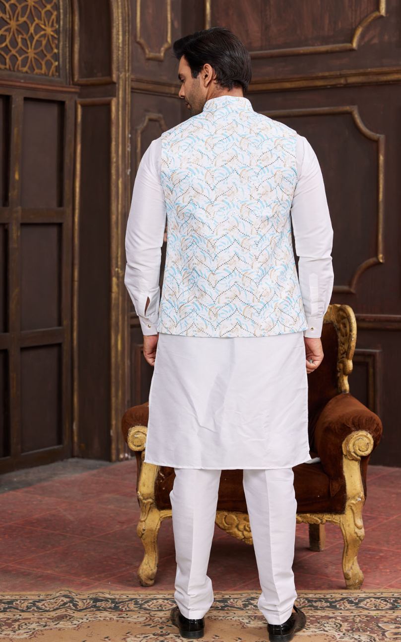 Blue Kurta Pajama 3 Pcs Set