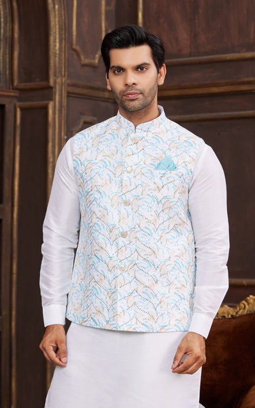 Blue Art Silk Waist Coat