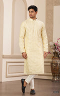 Yellow Thread Work Art Silk Kurta
