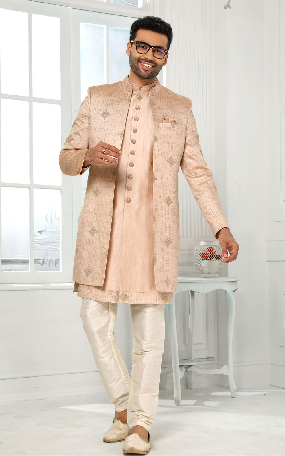 Peach Indo-Western With Jacket