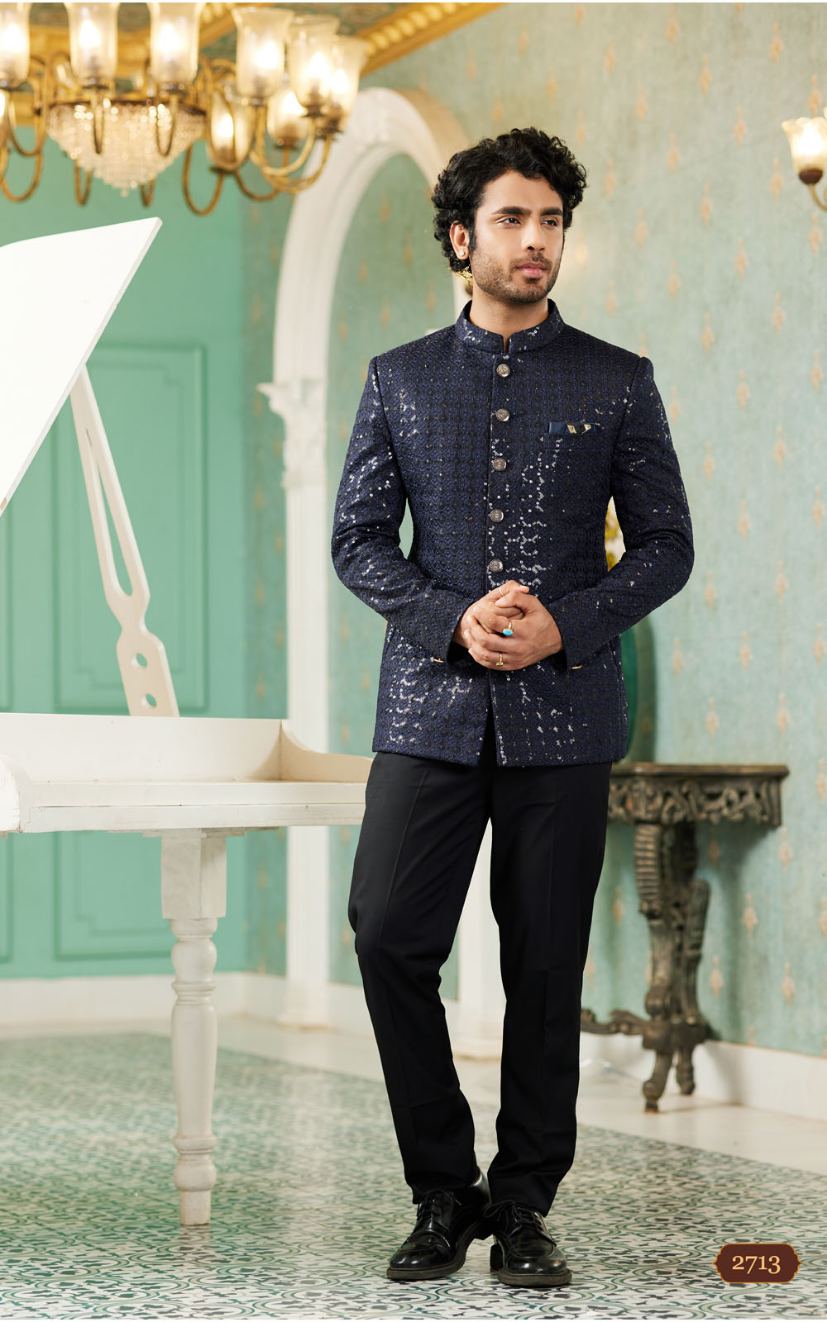 Navy Blue Bandhgala Jodhpuri Suit