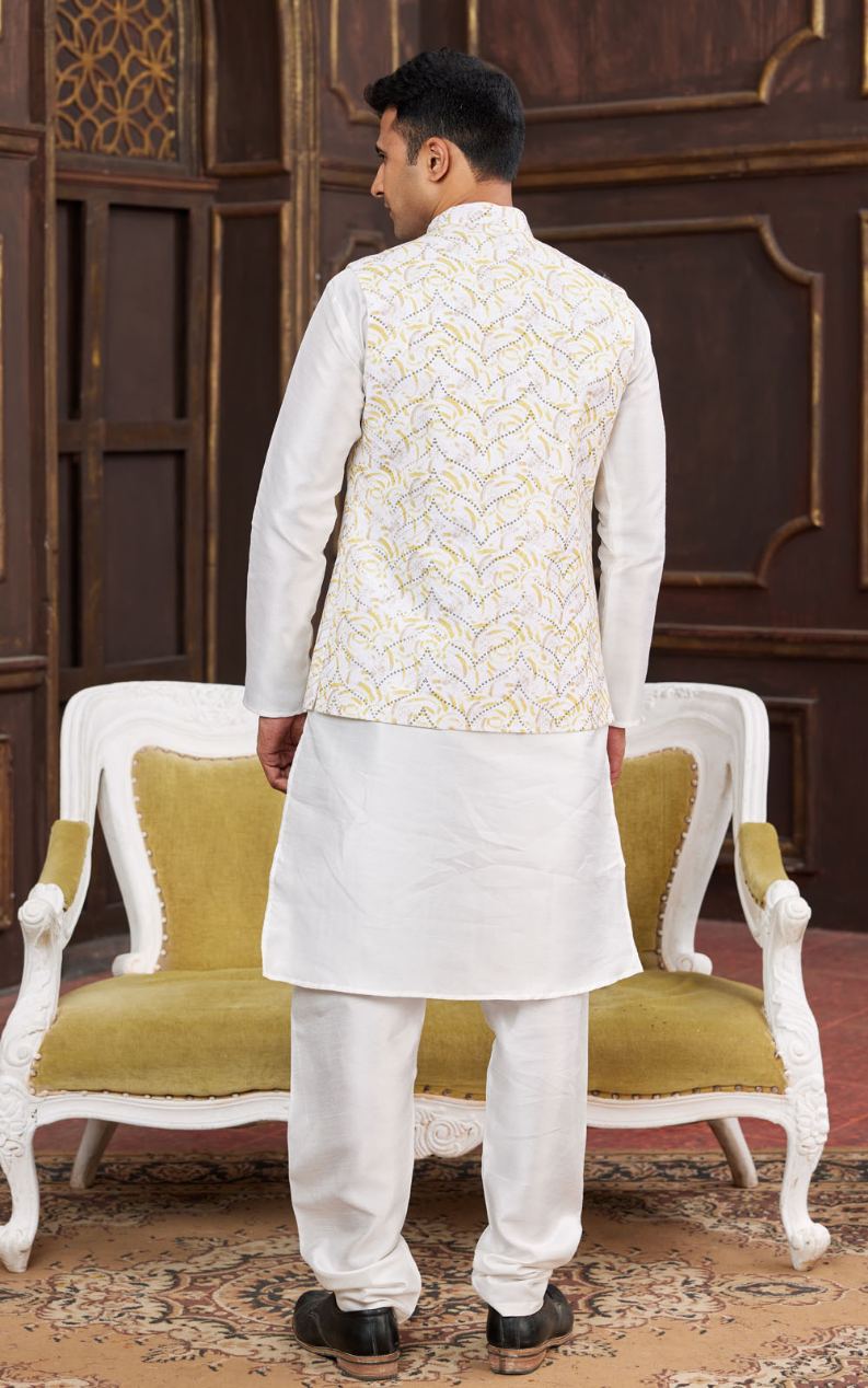 Yellow Kurta Pajama 3 Pcs Set
