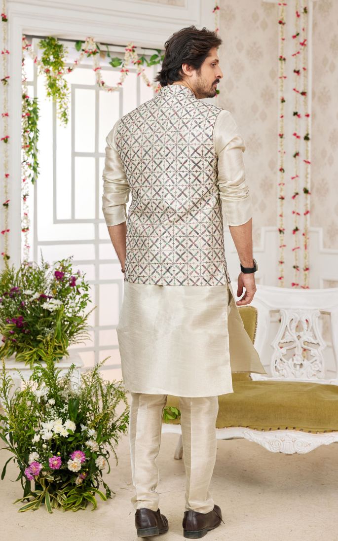 Pista Green Kurta Pajama With Jacket