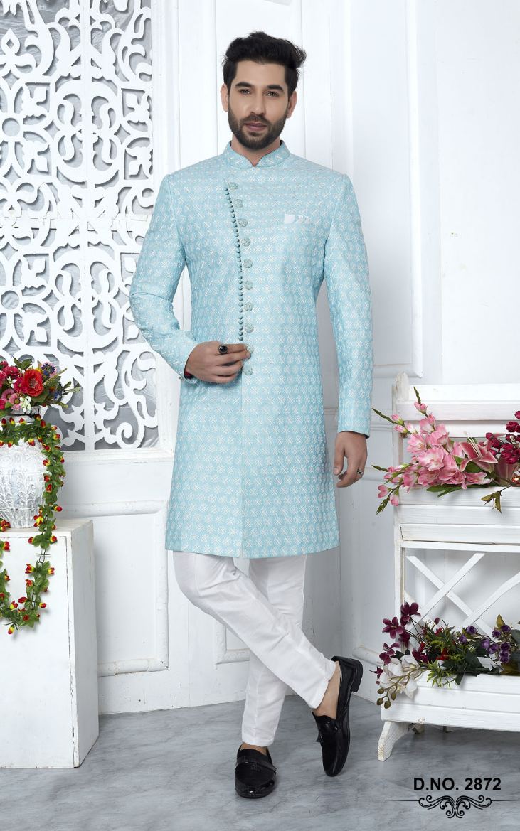 Blue Art Silk Indo-Western