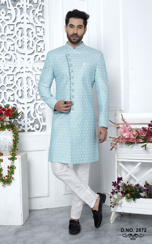Blue Art Silk Indo-Western