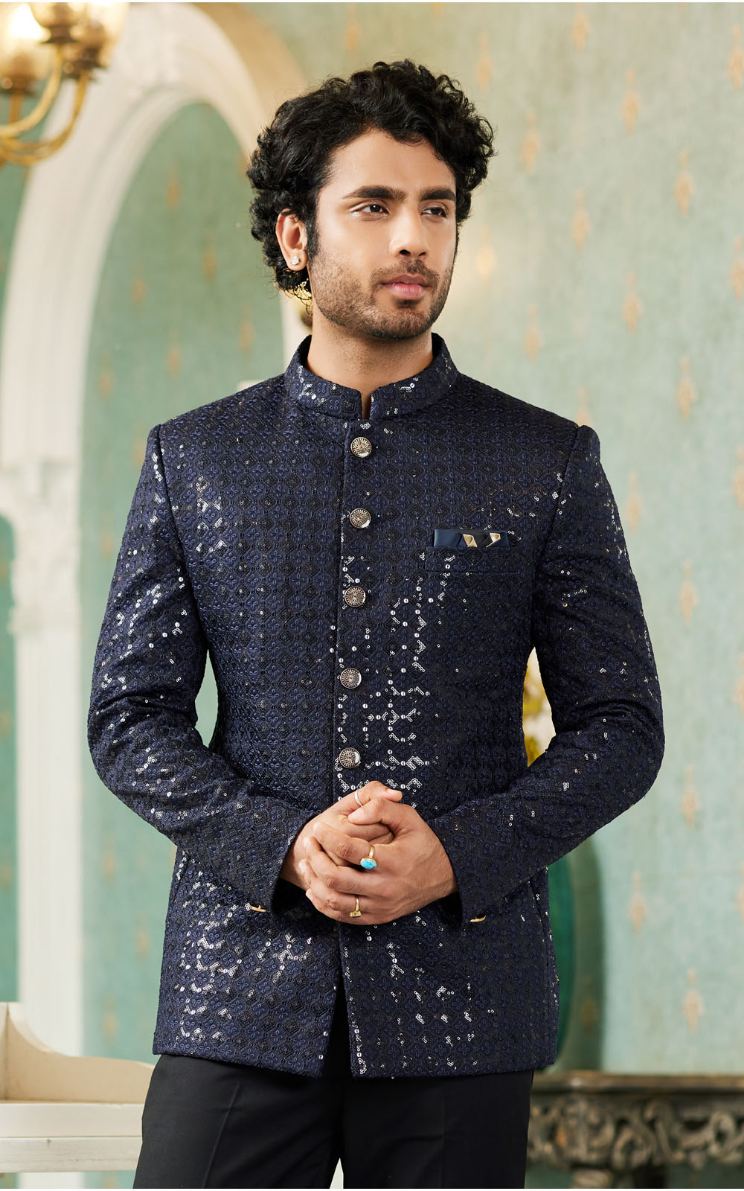 Navy Blue Bandhgala Jodhpuri Suit