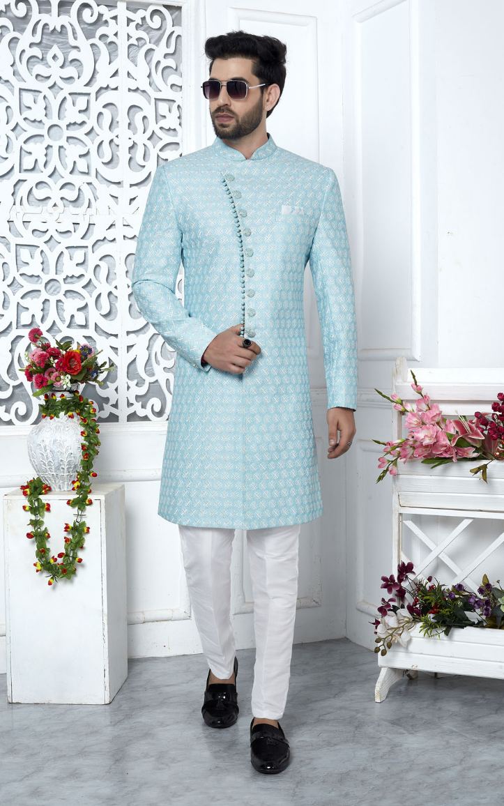 Blue Art Silk Indo-Western