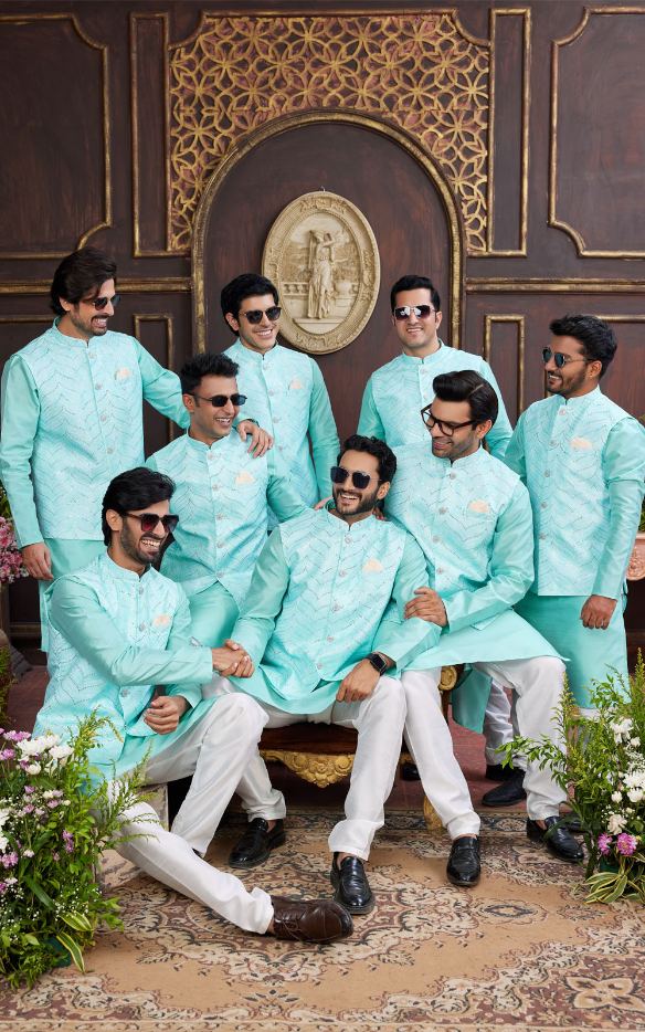 Green Kurta Pajama 3 Pcs Set