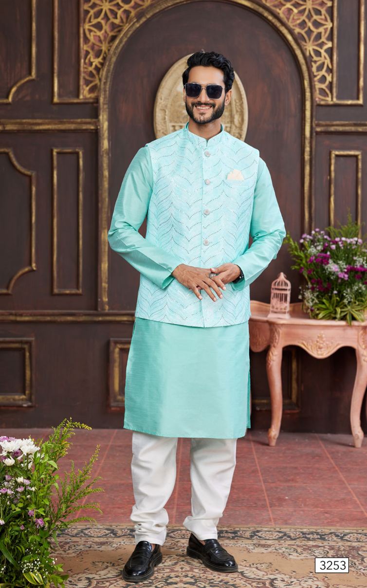 Green Kurta Pajama 3 Pcs Set