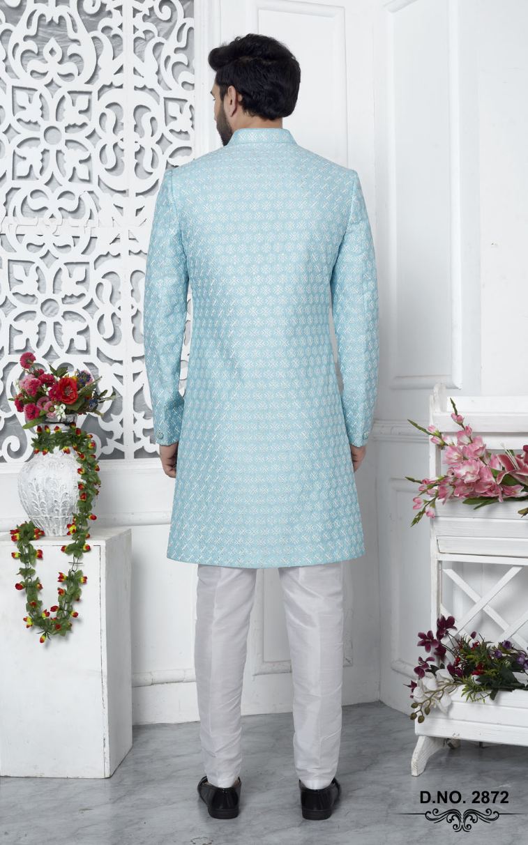 Blue Art Silk Indo-Western