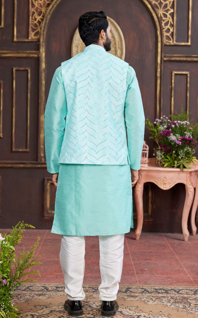Green Kurta Pajama 3 Pcs Set