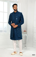 Teal Indo-Western With Jacket 3 Pcs Set