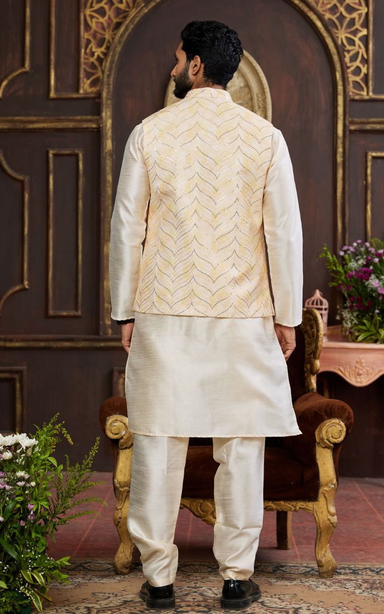 Yellow Kurta Pajama with Waistcoat