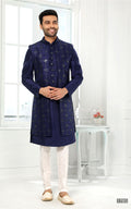 Navy Blue Indo-Western With Jacket 3 Pcs Set