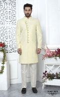 Yellow Art Silk Indo-Western For Men