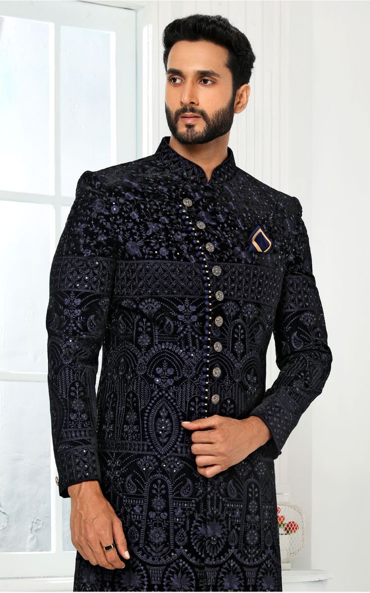 Blue Partywear Designer Sherwani