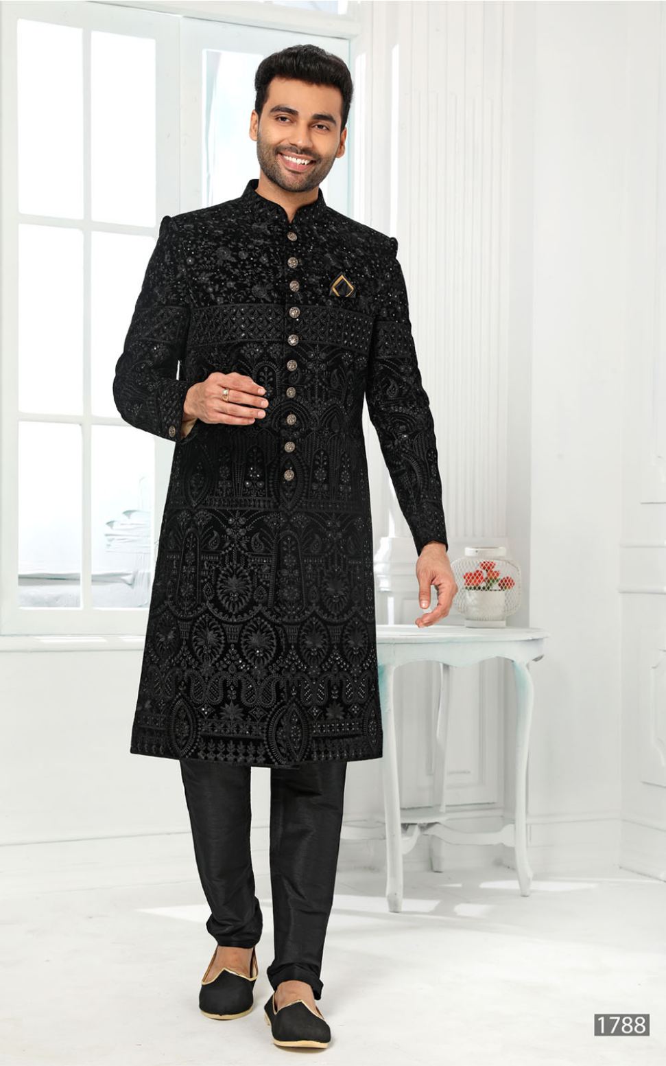 Navy Blue Designer Sherwani