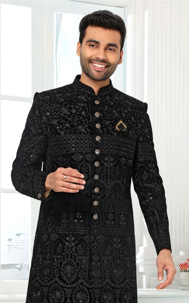 Navy Blue Designer Sherwani