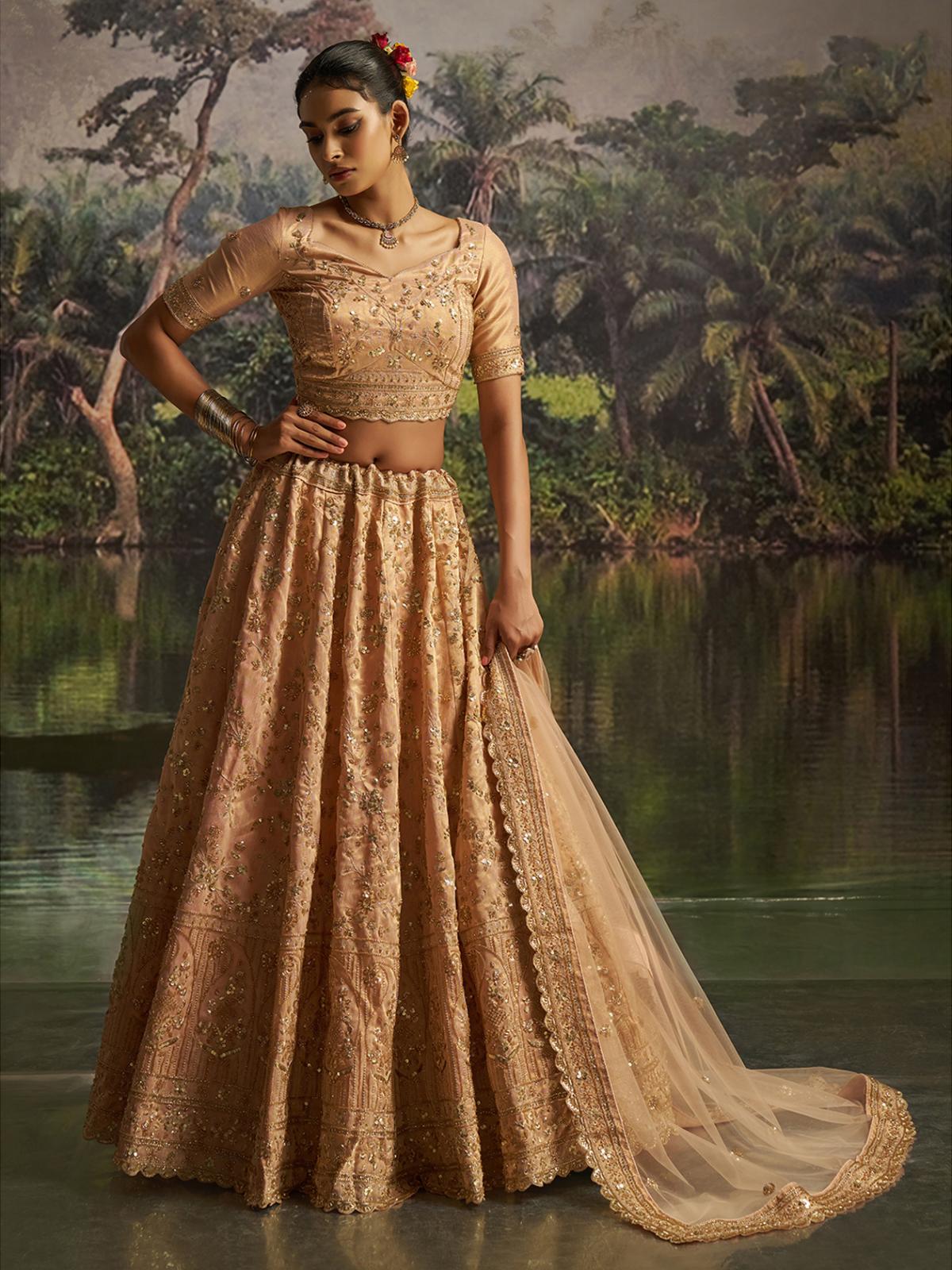 Peach Soft Net Designer Lehenga Choli