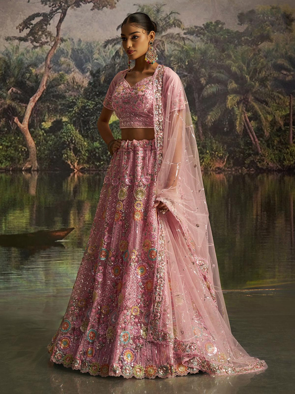 Pink Soft Net Designer Lehenga Choli
