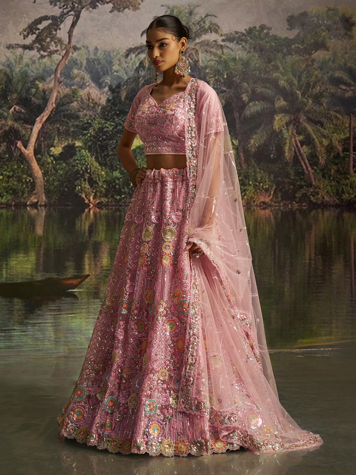Pink Soft Net Designer Lehenga Choli